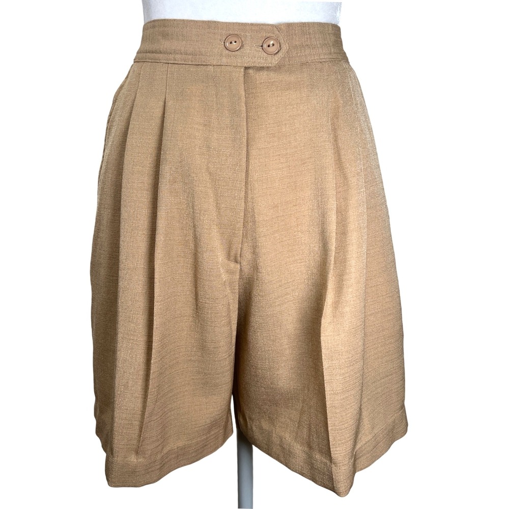 Vtg Bette Court‎ Signature Collection Shorts Pleated High Waist Camel Career 90s